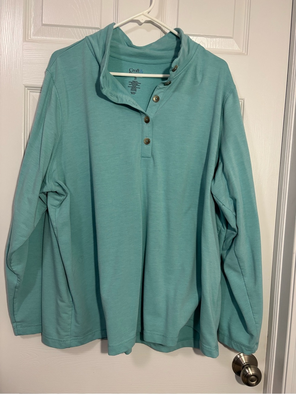 croft & barrow Seafoam Button-Neck Pullover Turtleneck Sweater